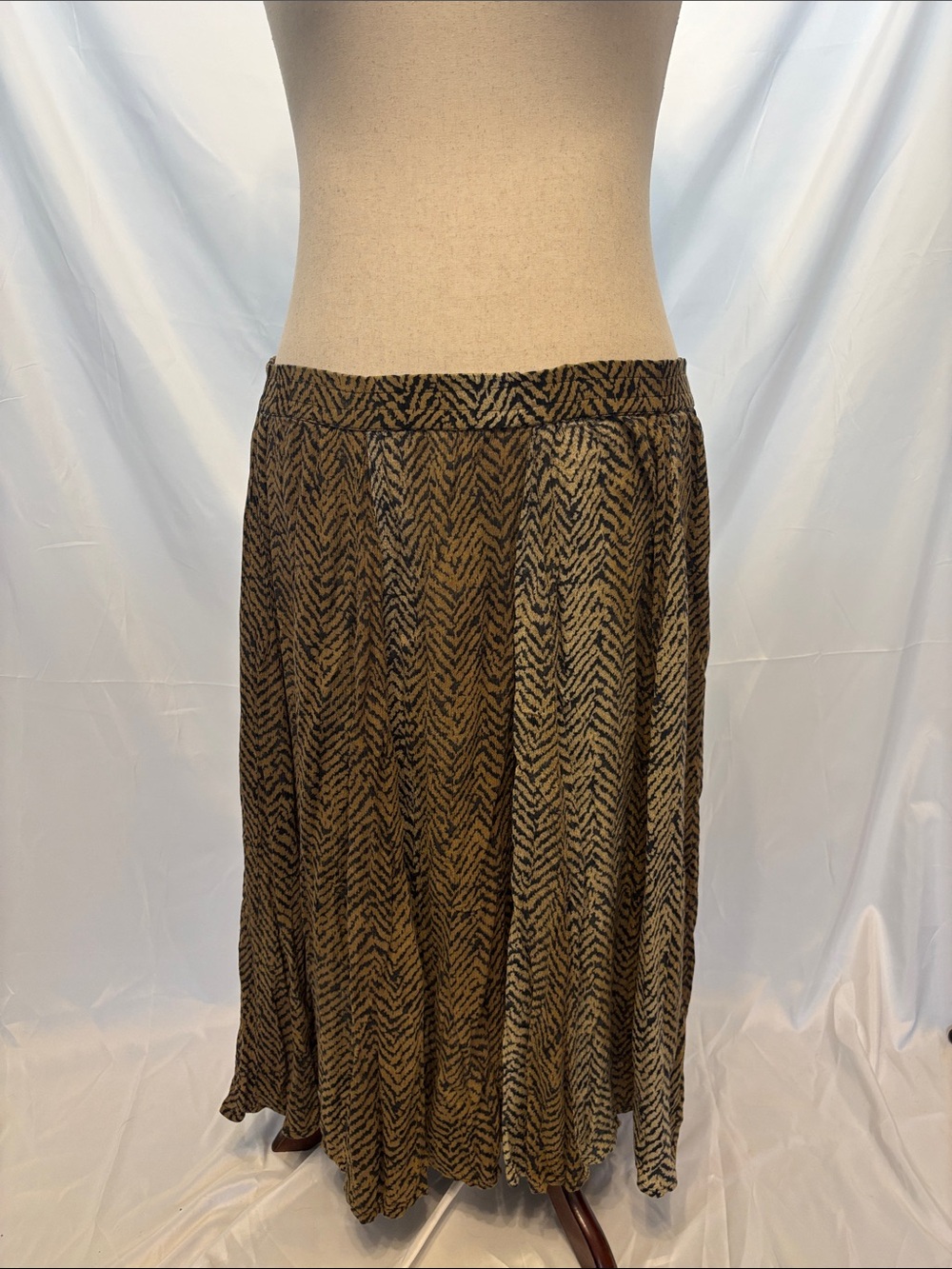 Her Style Vintage Earthy Abstract Chevron ZigZag Midi Maxi Skirt Plus Size 2X